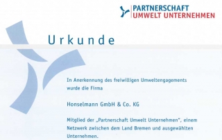 Honselmann Urkunde Umwelt Unternehmen